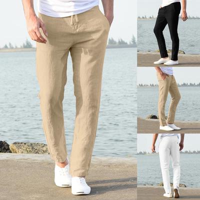 (Projector)Fashion Men Casual Work Cotton Blend  Elastic Waist Long Pants Trousers