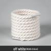 White Polyester Cotton Three-Strand Round Shoelaces - Versatile for Casual or Board Shoes (Pair)