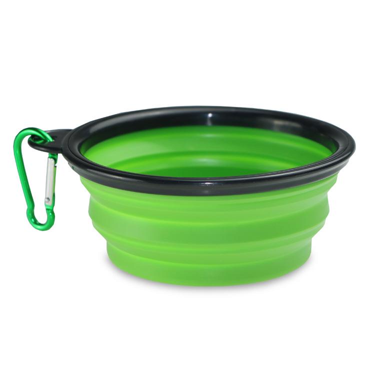 Buckle Black Foldable Silicone Pet Bowl: Portable Outdoor Cat & Dog Feeding Basin