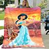 1pc Princess Jasmine Printing Flannel Blanket for All Season, Unisex Cartoon Blanket, Office Blanket, Lunch Rest Blanket