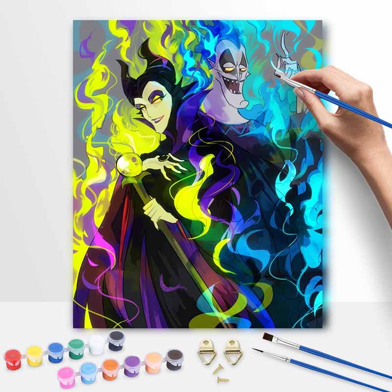Disney oil painting Maleficent Hades handmade diy art painting home decoration 30x40cm