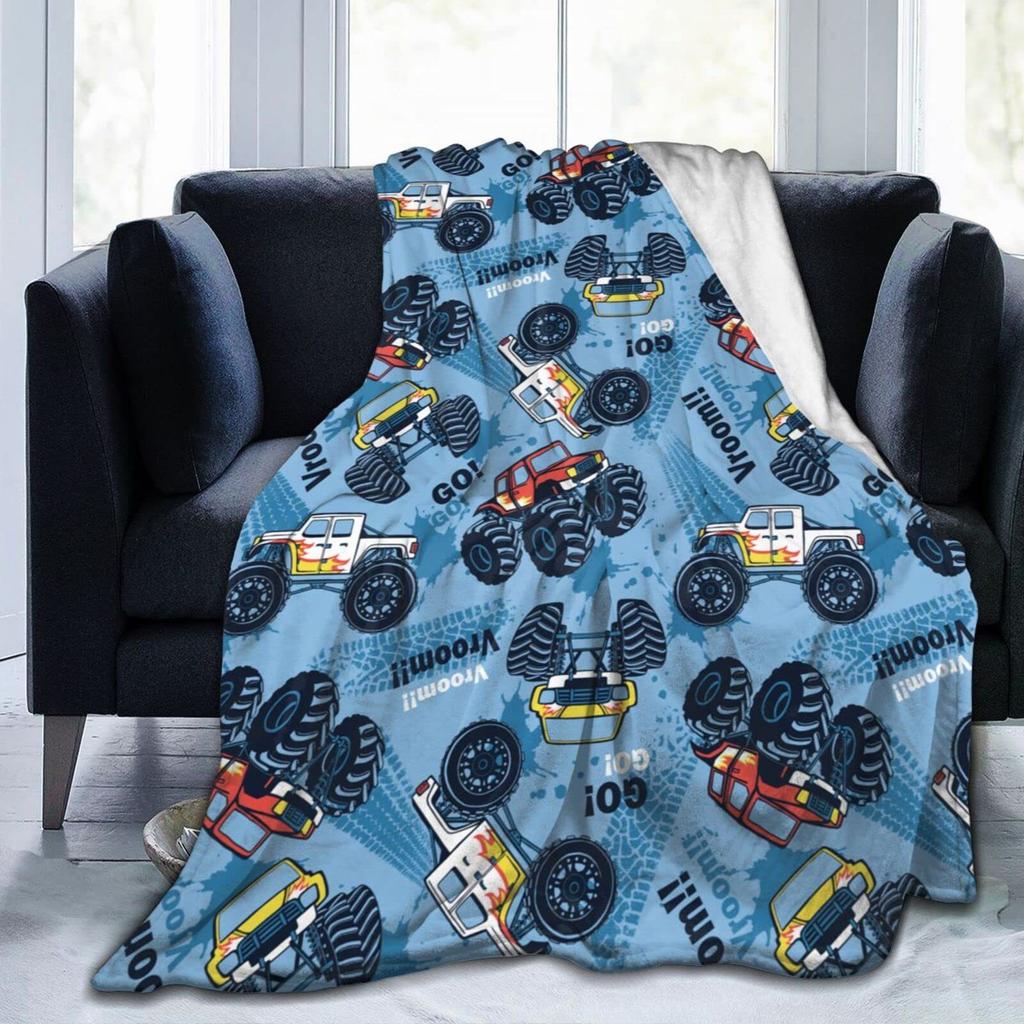 Cartoon Truck Flannel Blanket Bigfoot Car Digital Printed Blanket