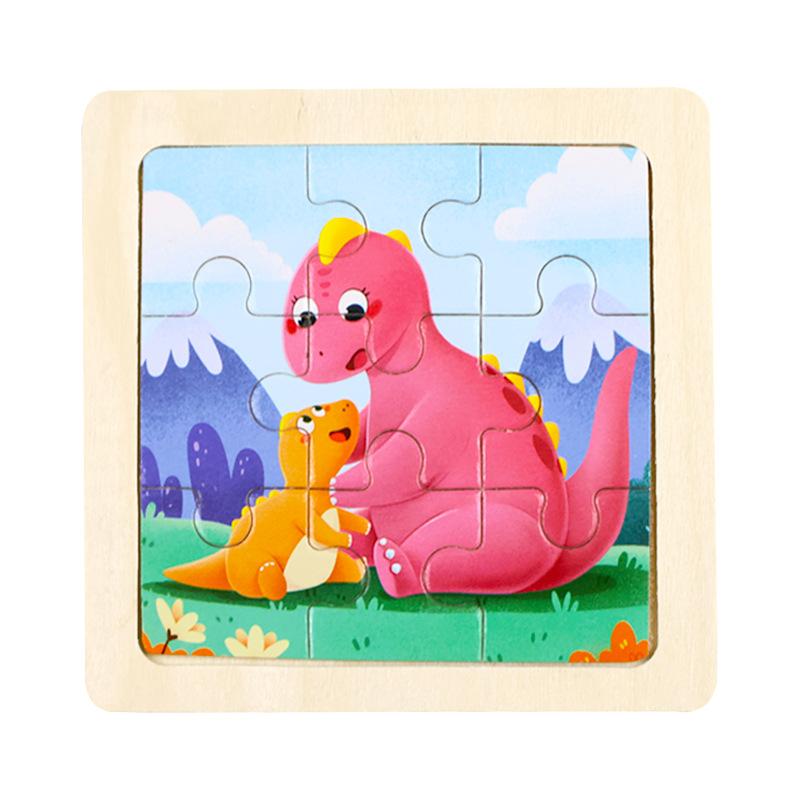 Small Children's 9-piece Wooden Plane Puzzle Cartoon Animation Puzzle Baby Educational Early Education Toy