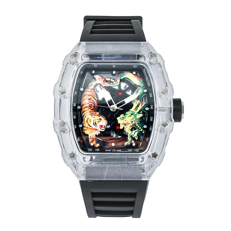 AIVN Quartz Movement Eco Friendly Fluoroelastomer Strap Watch Men's Watches Black Dial AM3310MQ