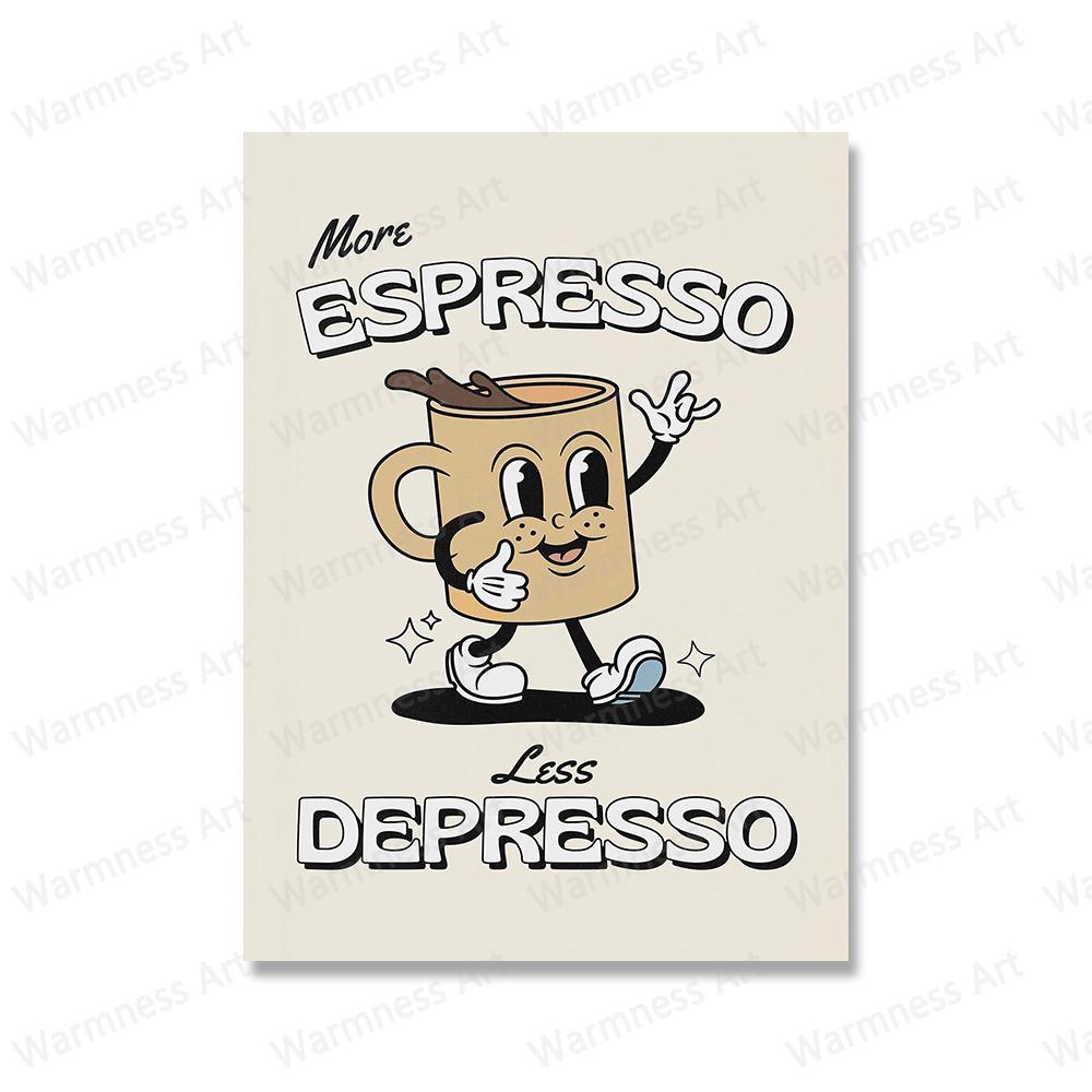 

Retro Coffee Fruit Sunshine Canvas Painting Prints Fun Kitchen Posters More Espresso Less Depresso Quotes Canvas Wall Art Decor No Frame 21*30cm No Frame