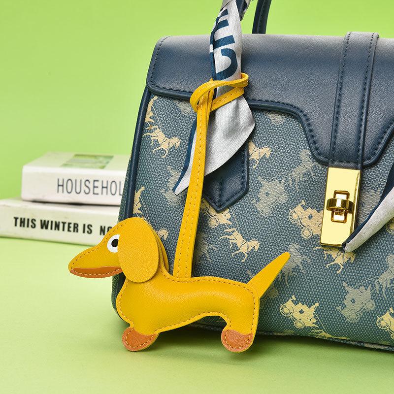 Dog Keychain Pendant Pu Leather Cartoon Pet Bag Charm For Keys And Phones