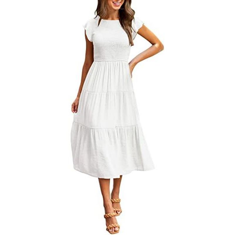 

2024 Fashion Export Dress Short-Sleeve One-Piece Dress for Women Dress Women s Short-Sleeve Dress White M