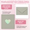 20Pcs/Set Mini Card Envelopes Pearlescent Paper Envelopes Business Greeting Cards Holder with Heart Pattern for Birthday Wedding
