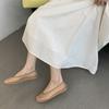 2025 summer new square head shallow mouth flat bottom mesh yarn breathable casual temperament one pedal lazy single shoes sandals women