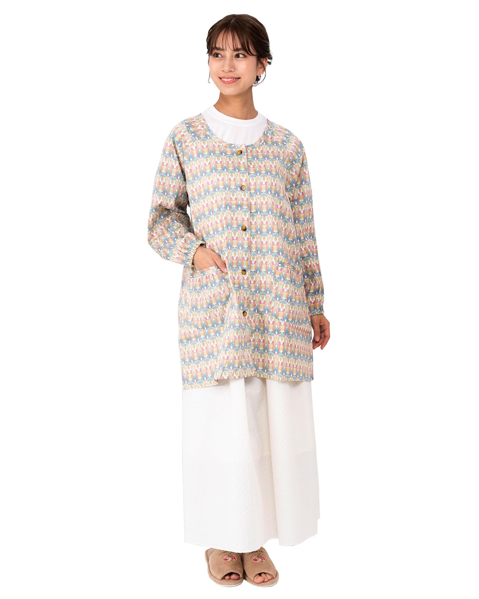 

LIBERTY cooking apron with floral stylish front water with Scandinavian Japanese FREE [Nigai] pattern, button, repellent, pockets, style, yukata,