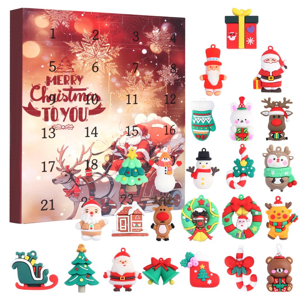 3D Stereo Christmas Collectible Doll Figures Advent Calendar Classic Doll Countdown Calendar for Boys Girls Xmas Party Favor