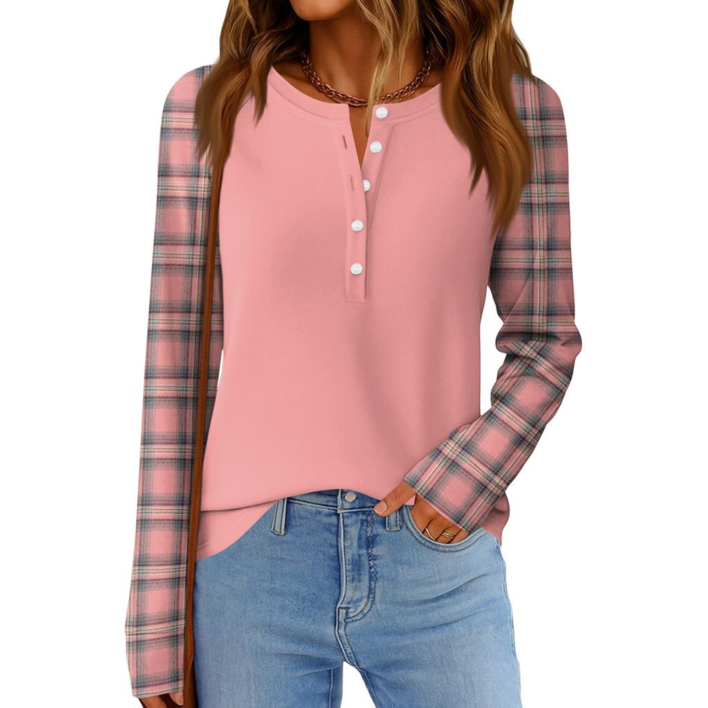 Damenmode Locker Langarm Rundhals Casual Oberteil