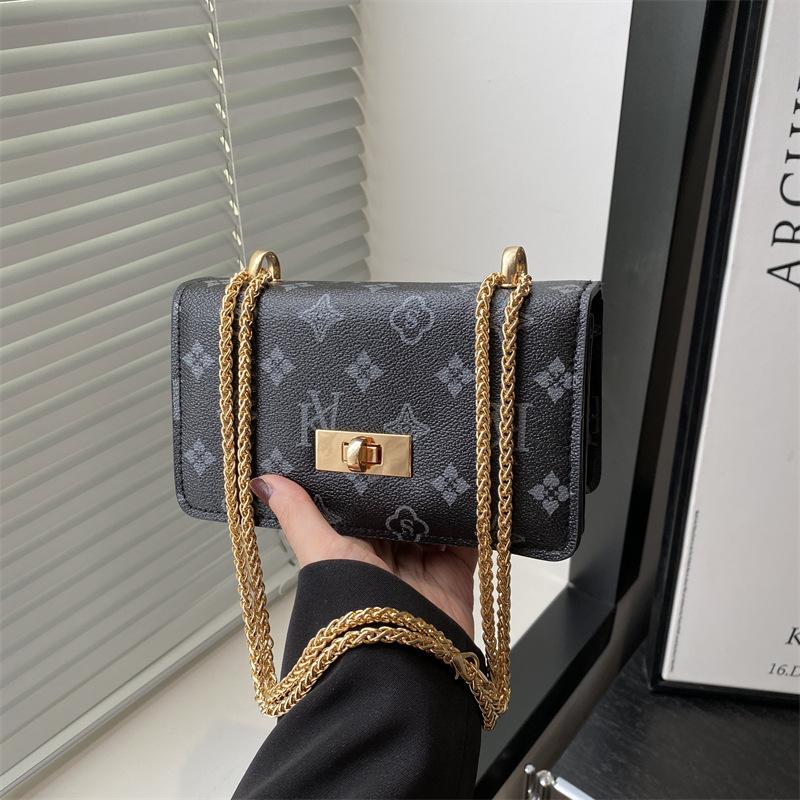 Fashion retro trend printing summer new popular chain shoulder messenger bag small square bag women's bag