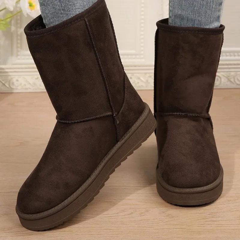 Fashion Women's Shoes on Offer High Quality Winter Slip-on Mid-calf Women Boots Fashion Solid Casual Snow Boots Large Size Platform Boot