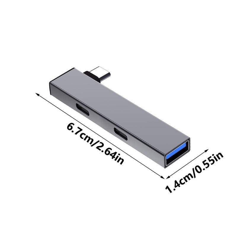 Aluminum USB C Hub Type C To 2Type C+USB Expansion Hub For Fast Data Transmission Supports Multiple Operating Systems