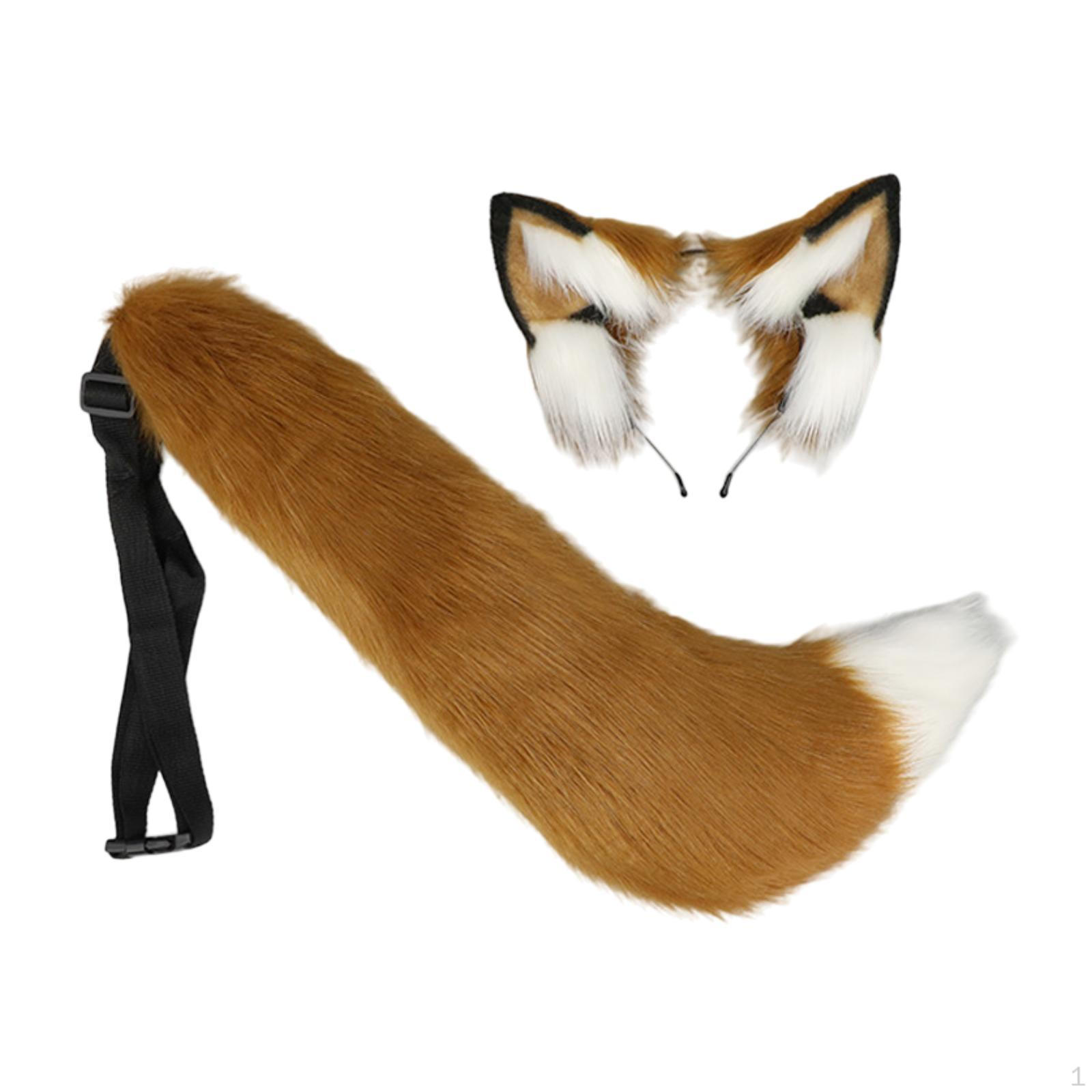 

Комплект из ушей и хвоста животных, платье для косплея для женщин и девочек, регулируемое для карнавала, выпускного вечера