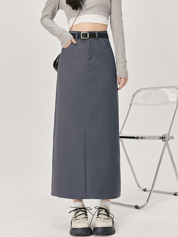 Women Split Suit Midi Skirts Summer Slim High Waist A Line Skirt Female Elegant Casual Office Lady Korean Vintage Black