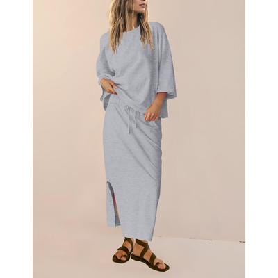 Damesmode Effen Kleur Casual Top En Maxi Rok