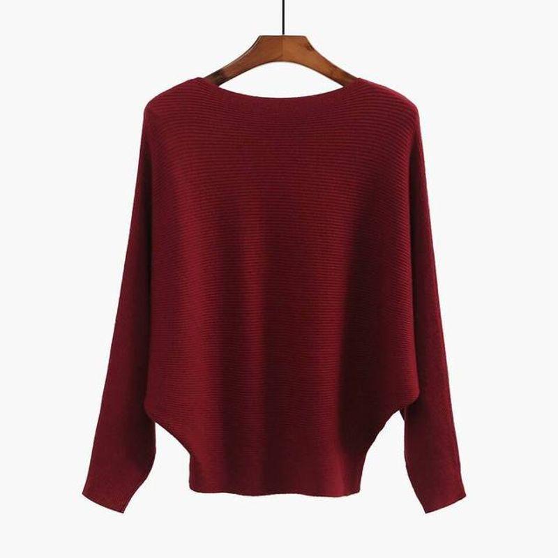 Loose Long Sleeve One-Line Collar Top Loose Long Sleeves off-Shoulder Top Female