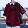 Men Summer Casual Loose Oversize Short Sleeve Round Collar Teenager Letter Printed Pullover Cotton T Shirt Top