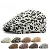 Vintage Corduroy Flat Cap for Women Leopard Print Floral Cabbie Hat Retro Polka Dot Newsboy Beret Autumn Winter Warm Peaked Cap