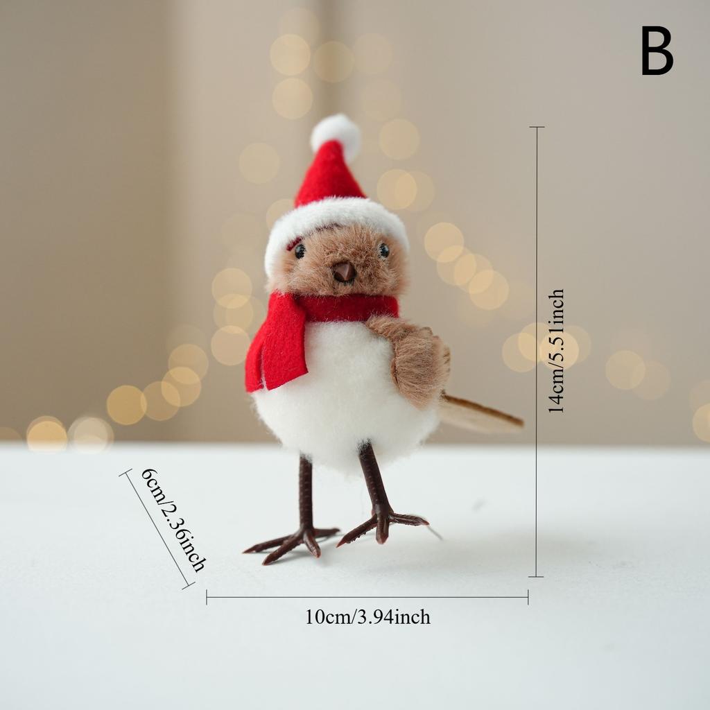 Christmas Simulation Bird Hanging Pendant Foam Red Scarf Hats Bird Xmas Tree Ornaments Merry Christmas Decor Happy New Year
