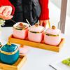 Salt MSG seasoning jar seasoning box ceramic high-end kitchen supplies household chili oil jar combination set