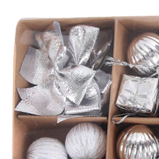 24Pcs/Box Christmas Ornament Gift Box Candy Cane Ball Mini Bowknot Xmas Tree Hanging Ornament Holiday Festival Party Decor Pendant