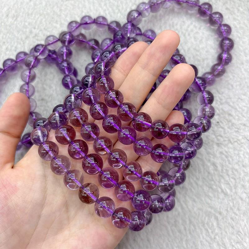 Urugwajskie lawendowe ametystowe okrągłe koraliki - naturalne kamienne akcesoria do biżuterii DIY