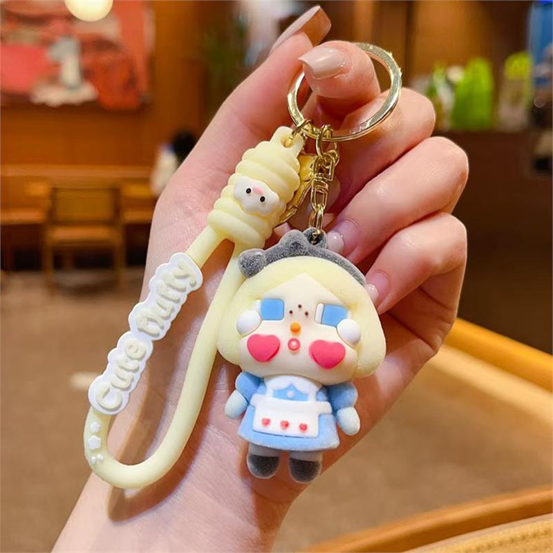 

Креативный флокированный брелок в виде плачущего ребенка, плачущая девочка, милая мультяшная кукла, подвеска для сумки, маленький подарок 1PCS синий