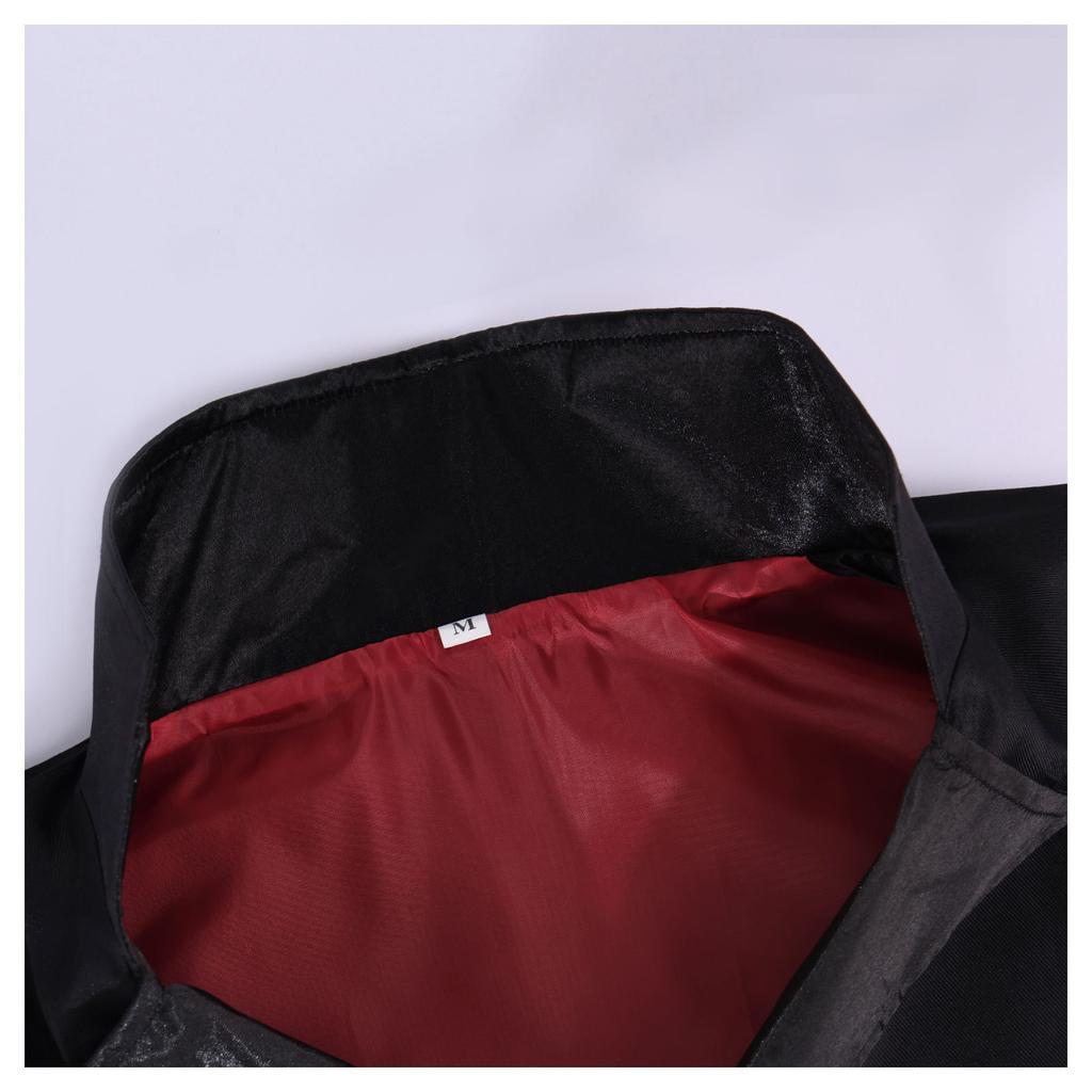 Gothic Vampire Count Cloak, Long Stand Collar Cape Black Red Lining Halloween Coat