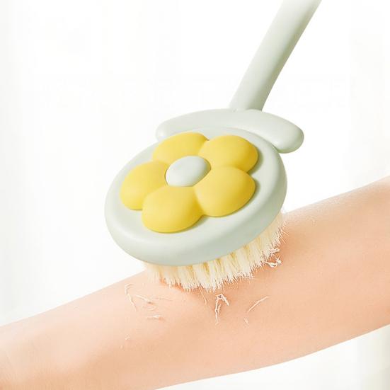 Bath Brush Flower Shape Soft Bristle Long Handle Non-Slip Grip Cleaning Brush Gentle Skin Cleaning SPA Bath Tool Bathroom Accessory