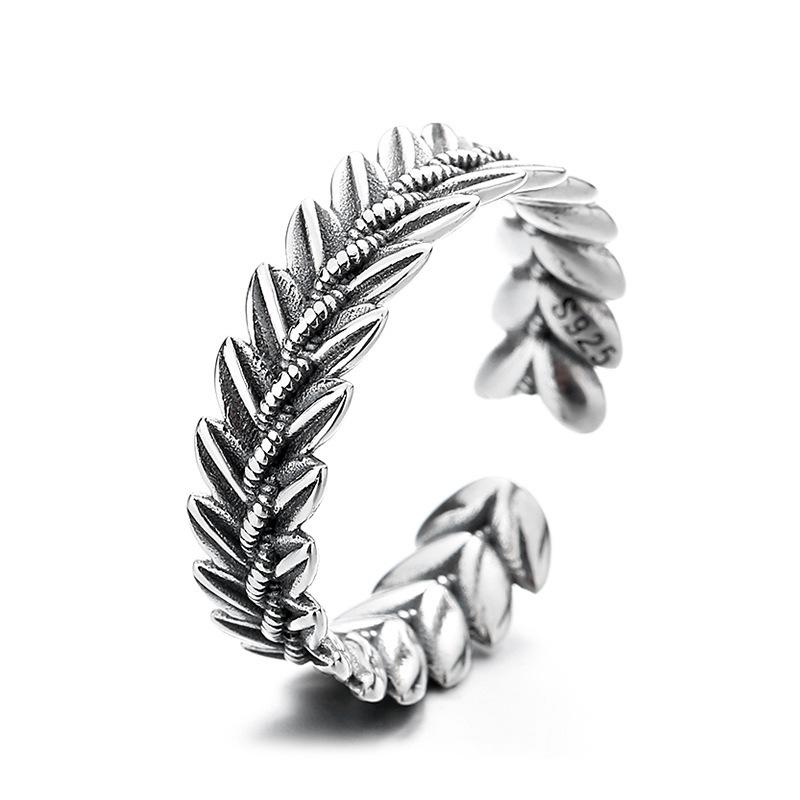 Personality Wheat Men And Women Simple Fashion 925 Sterling Silver Retro Exquisite Opening Rings  TYB345