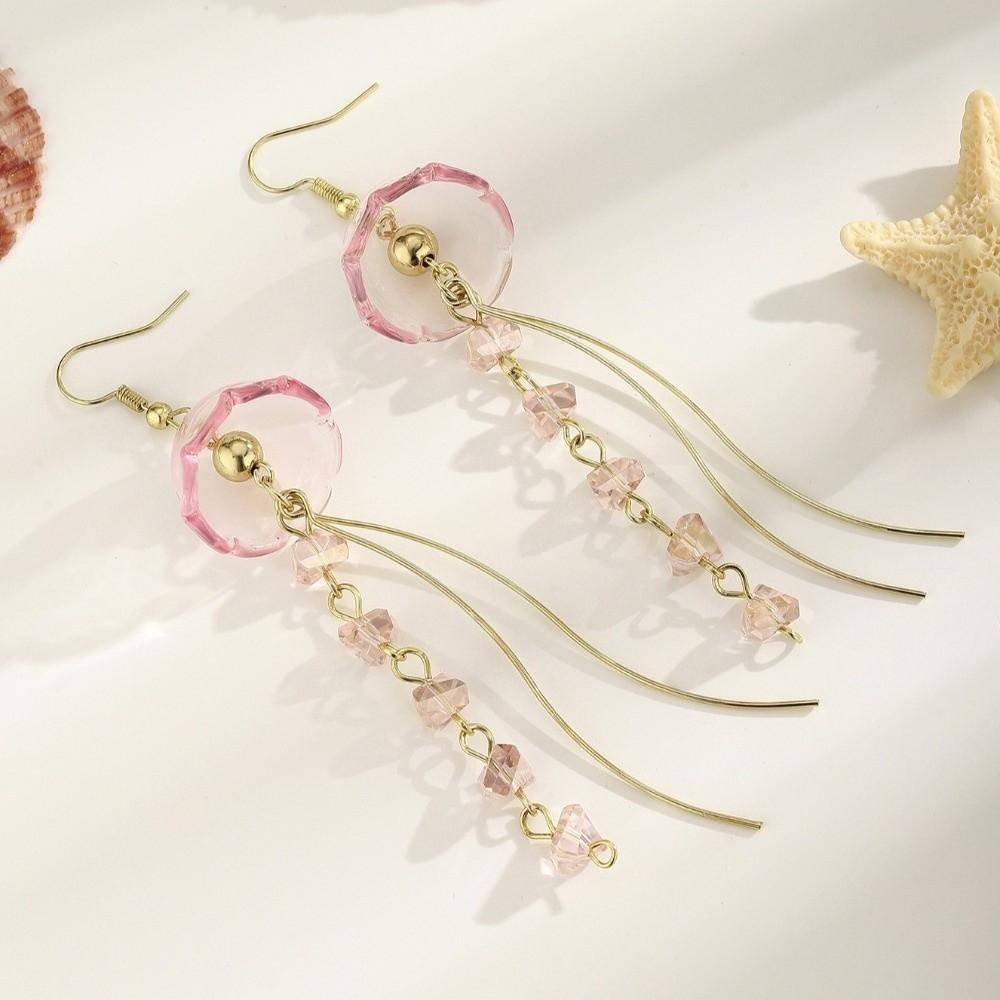 1Pair Dreamy Long Pendant Earrings Elegant Earrings Jellyfish Tassel Earrings  Jewelry Accessories розовый