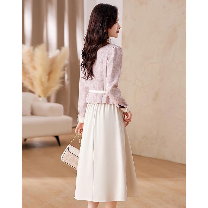 Damen-Modeanzug im rosa Tweed-Stil