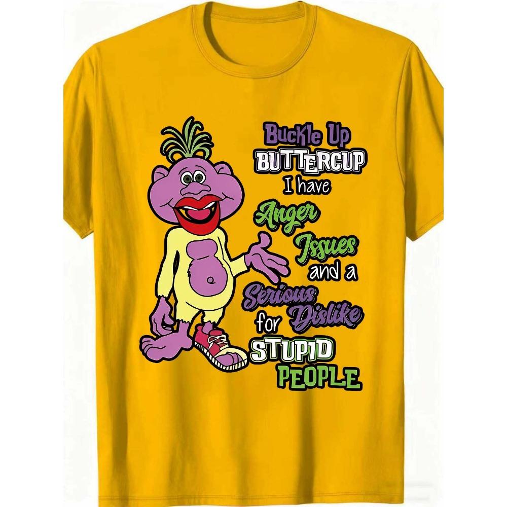 

Women Cotton Short Sleeves T-shirts Buckle Up Buttercup Women s Tee Funny Cartoon Graphic Grey Top 3XL