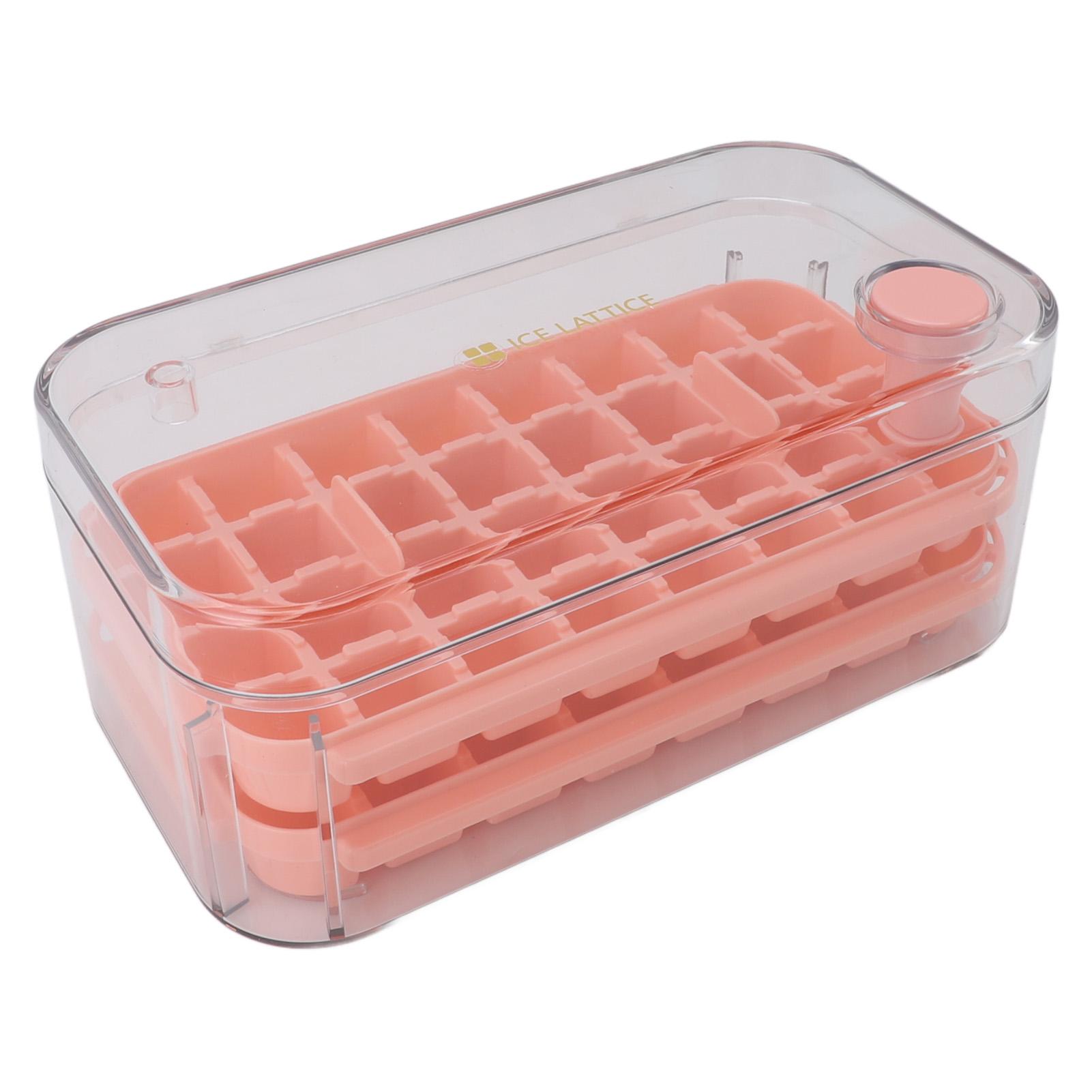 

s Tray Easy Release 64 Grids Large Capacity 2 Layer Ice Maker Mould with Lid Bin Scoop for Cocktail Coffee