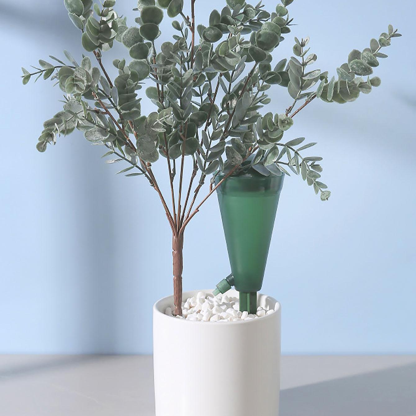 

1шт-воронкообразная прозрачная автоматическая капельница, регулирующая скорость потока воды, чайник для полива зелёный