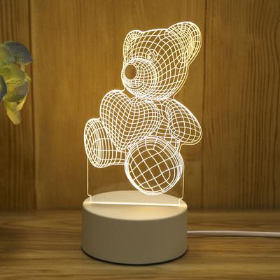 Amor romântico 3d acrílico lâmpada led para casa luz da noite das crianças candeeiro de mesa festa de aniversário decoração dia dos namorados lâmpada de cabeceira