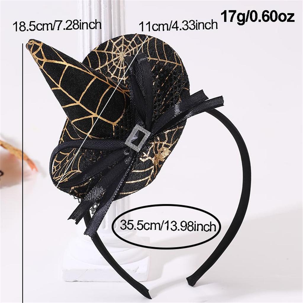 Small Witch Hat Headband For Halloween Costume Parties With Lace Trim And Ribbon Bowknot Festival Event Head Accessory