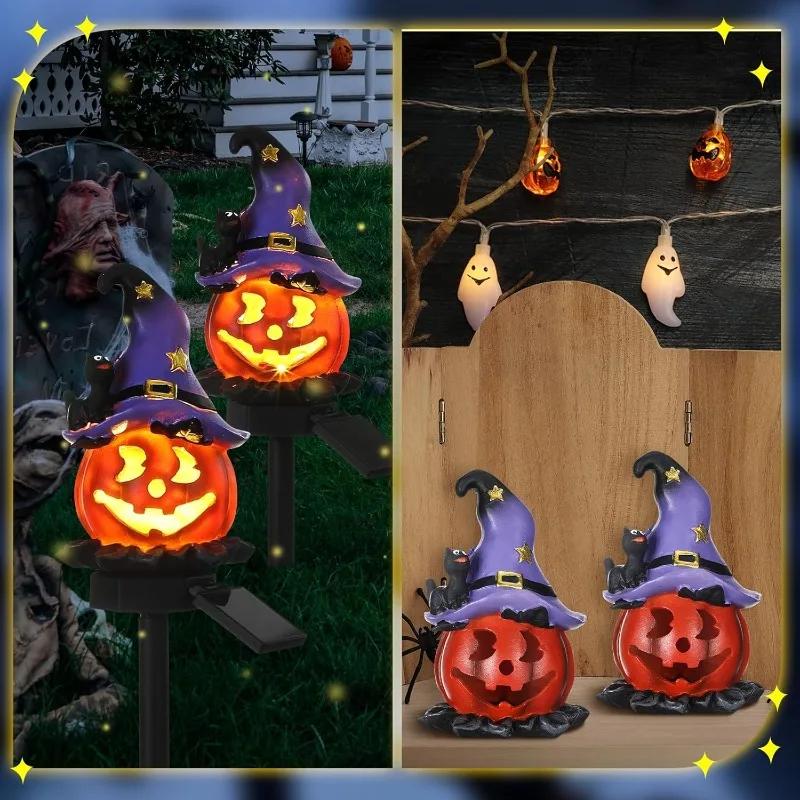 Outdoor Solar Pumpkin Ghost Pile Lamp Waterproof Halloween Decoration Weird Garden Courtyard Dusk to Dawn Terror Passage