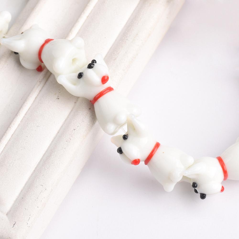 2pcs 16x15mm Yellow Duck / 24x16mm Penguin/White Dog Shape Handmade Lampwork Glass Loose Beads for Jewelry Making DIY Crafts Findings