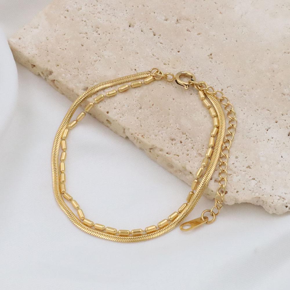 Temperament Niche Metal Does Not Fade Girls Girlfriends Gift Double Chain Snake Bone Chain Titanium Steel Bracelet
