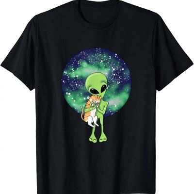 Alien and the Cat by Silvana Arias T-Shirt