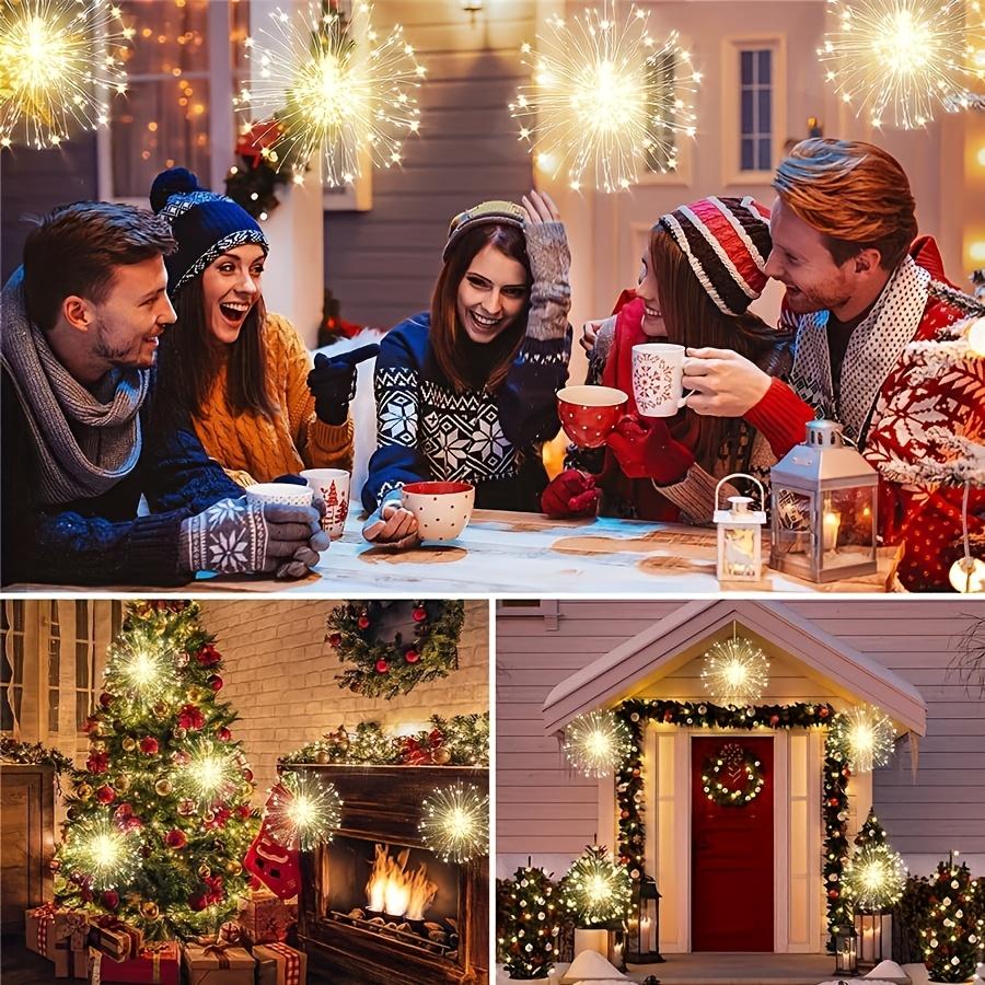 4/5pcs of Solar-Powered Outdoor Firework Lights, Featuring 240/360/450 LED Sparkling Starburst Sphere Designs, Available in Warm White, Multicolor