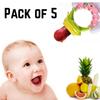 Confezione da 5 Set Frutta-Cucchiaio Sonaglio per Neonati | Alimentatore in Silicone per Cibo Fresco con Manico Sonaglio per Bambini | Kit di Alimentazione per Lattanti