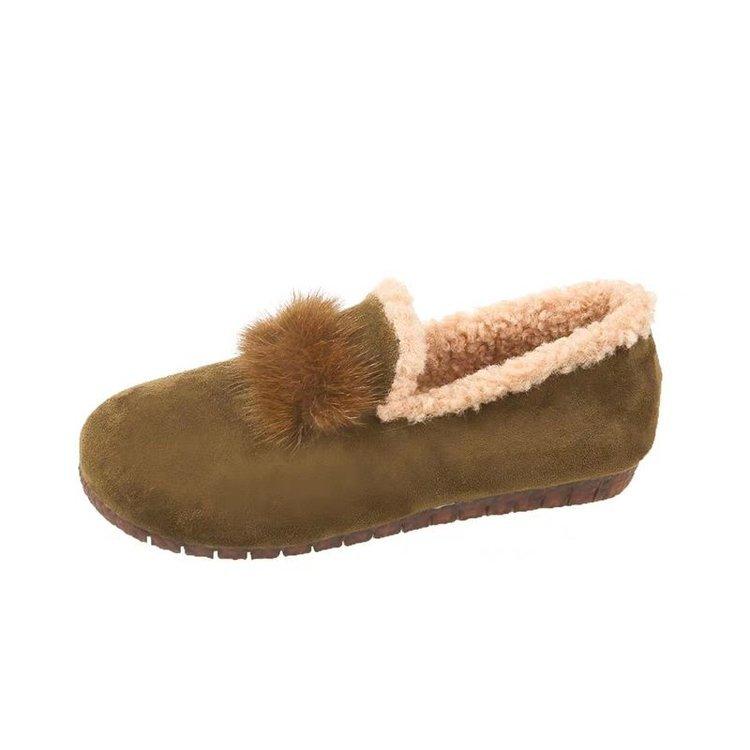 

2024 зима новая мягкая подошва мягкая поверхность подошва из говяжьих сухожилий флис теплая удобная модная пушистая обувь одна педаль обувь Doudou 41