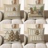Home Decor Merry Christmas Gingerbread Pillow Cover Pattern Cushion Cover Suitable For Sofa Bedroom Car Pillow Cover