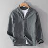 Men's Ramie Linen Stand Collar Shirt - Spring/Summer Casual, Loose Fit, National Style