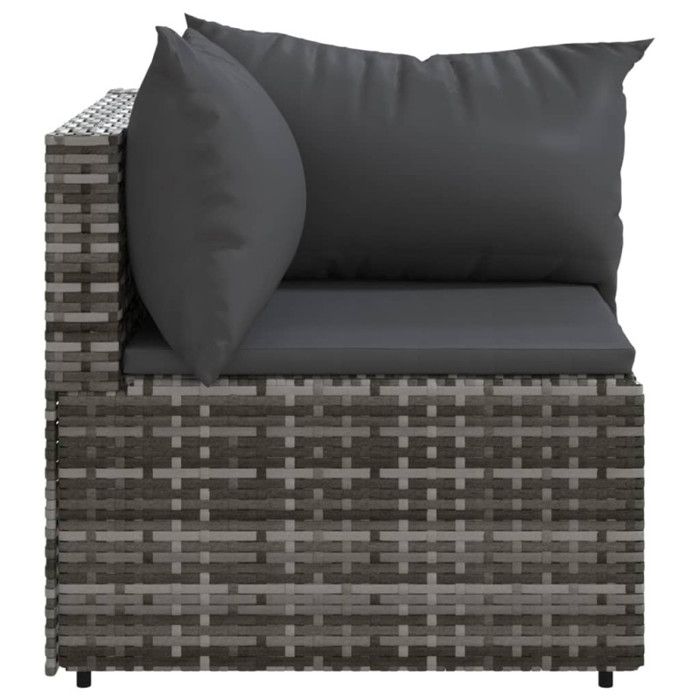 VidaXL Garden Corner Sofas and Cushions 2 Pcs Grey Wicker, Sofa, Garden Sofa, Sectional Corner Sofa, 319762